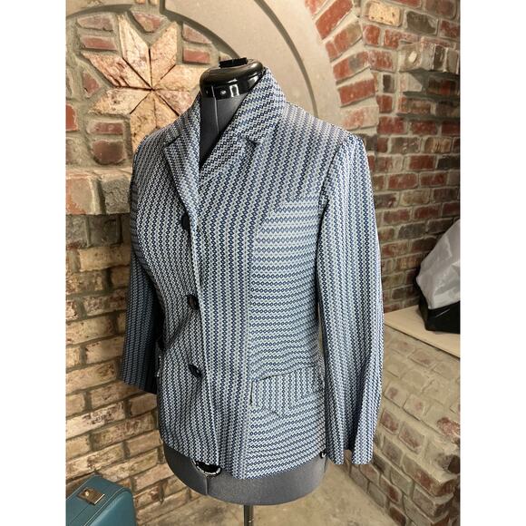 blazer blue geometric double knit polyester blue - Picture 5 of 14
